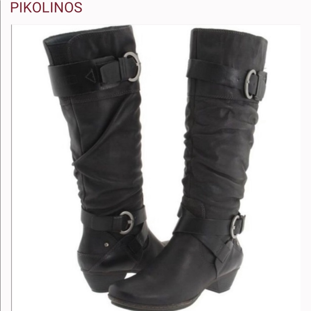 Pikolinos black Brujas Tall leather boot slouch 39